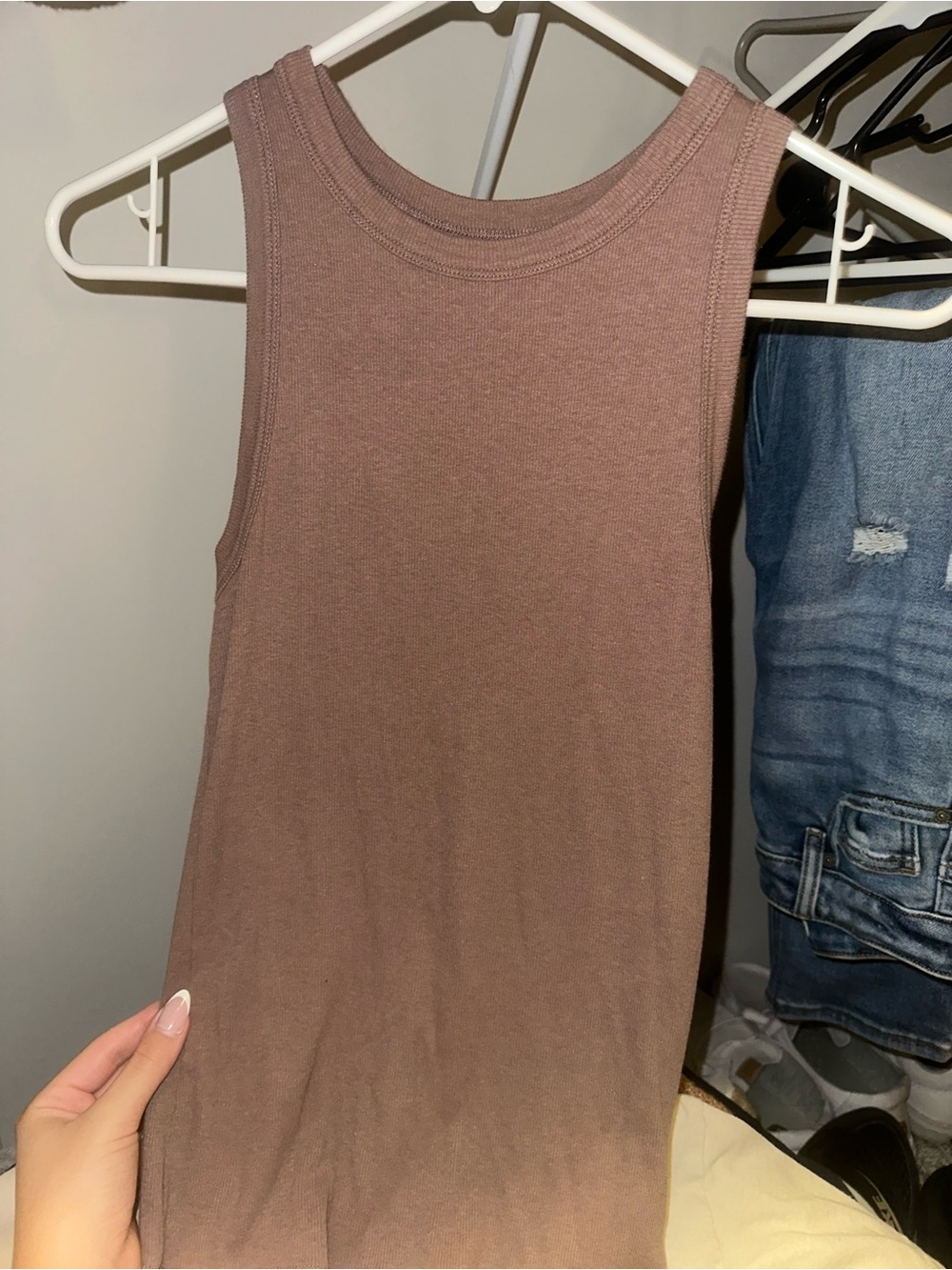 a new day Mauve Ribbed Tank Top